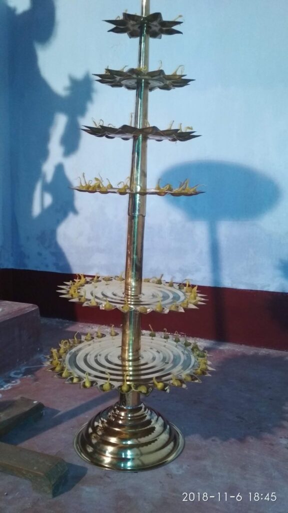 Brass Pradip stand with 101 diyas to be offered to Maa Kali